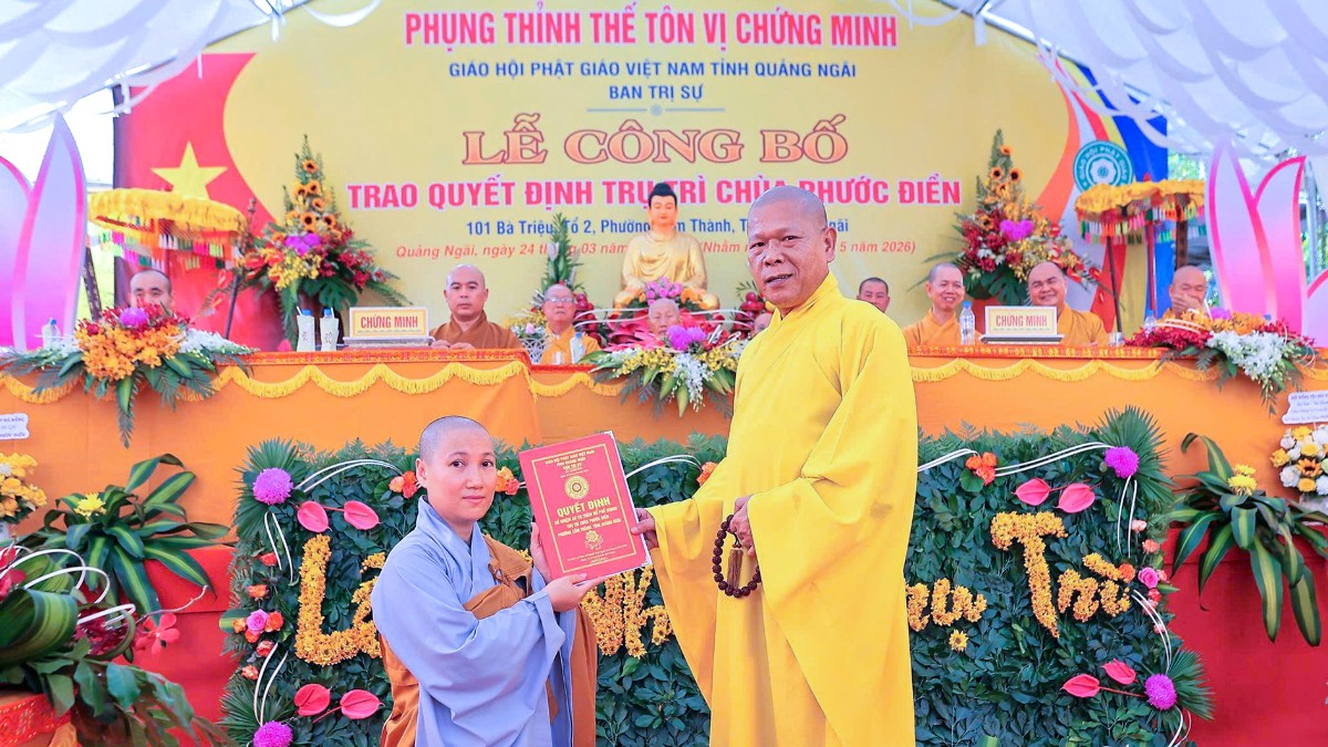 Trao Quyết định bổ nhiệm trụ trì chùa Phước Điền
